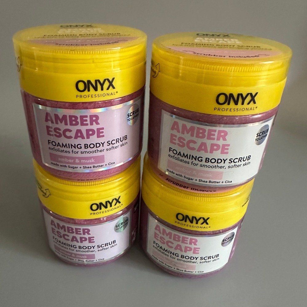 4pk Onyx Professional Amber Escape Foaming Body Scrub 16oz Shea Butter Cica